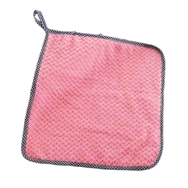 Square Dish Cloth Dish Towel with Lanyard Kitchen Cleaning Cloth 25 x 25, Pink