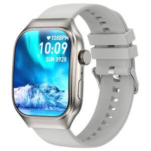 T15 Plus Touch Screen Smartwatch Silver Frame Silicone Strap