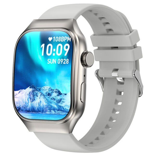 T15 Plus Touch Screen Smartwatch Silver Frame Silicone Strap