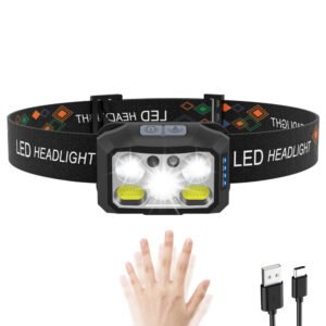 TD230 Motion Sensor Type-C Rechargeable Headlamp for Night Running / Camping / Hiking, 6 Key Modes & 6 Motion Sensor Modes - 1pc