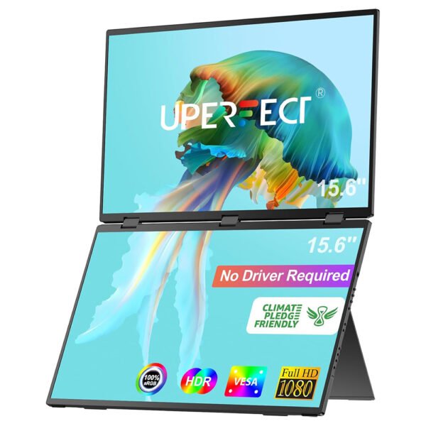 UPERFECT Delta 15.6-inch Dual Screen Portable Folding Monitor US Plug