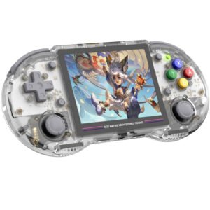 ANBERNIC RG353PS Game Console, 64GB TF Card, 16GB Linux, 1GB LPDDR4, HDMI Output - Transparent White