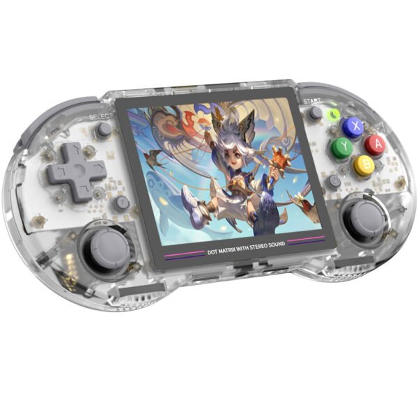 ANBERNIC RG353PS Game Console, 64GB TF Card, 16GB Linux, 1GB LPDDR4, HDMI Output - Transparent White