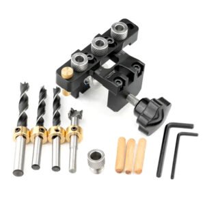 Ganwei Woodworking 3 In 1 Positioning Punching Tool, Preinstalled 8/15mm Bushing, Adjustable Dowel Clamp