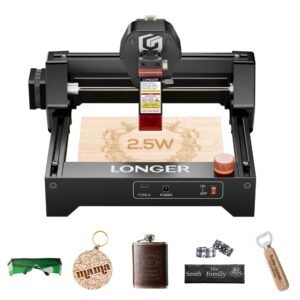 LONGER RAY5 Mini 2.5W Laser Engraver, 0.04mm Precision, 12,000mm/min Speed, for Wood/ Acrylic/ Leather/ Metal, 130*140mm