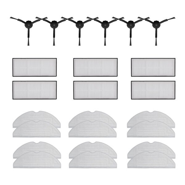 Roborock S8 Accessories Set Black (6 x Side Brush + 6 x Filter + 12 x Mop Cloth )