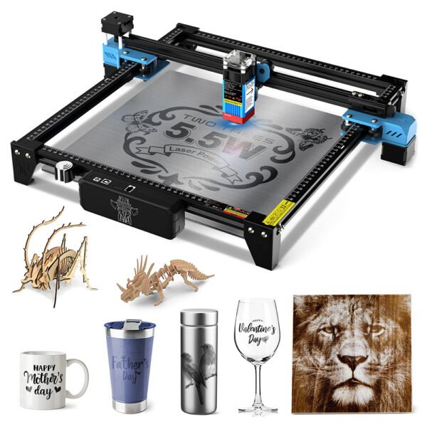 TWO TREES TTS-55 Pro 5.5W Laser Engraver, 32-bit Mainboard, 0.08*0.08mm Compressed Spot, 0.1mm Precision, 300*300mm