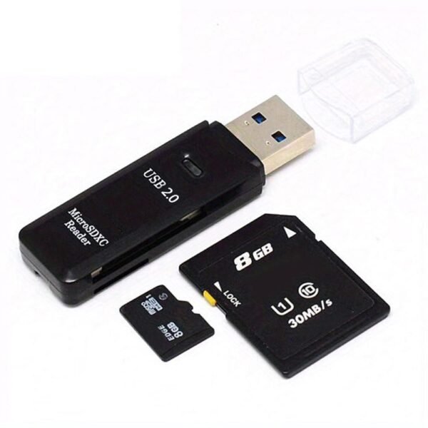 USB 2.0 SD Card Reader 5Gbps Transmission Speed for TV, Laptop, Computer, Camera - Black