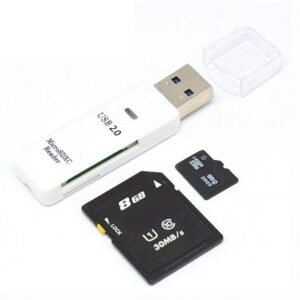 USB 2.0 SD Card Reader 5Gbps Transmission Speed for TV, Laptop, Computer, Camera - White