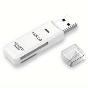 USB 3.0 SD Card Reader 5Gbps Transmission Speed for TV, Laptop, Computer, Camera - White