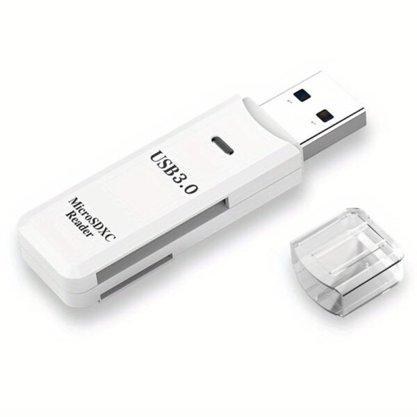 USB 3.0 SD Card Reader 5Gbps Transmission Speed for TV, Laptop, Computer, Camera - White