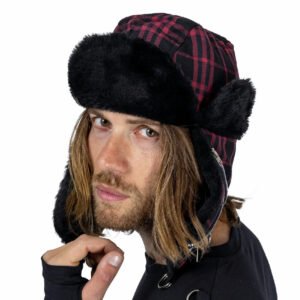 cap (beanie) CHEMICAL BLACK - GREER - BLACK/RED TARTAN - POI1279 - Metal-shop.eu