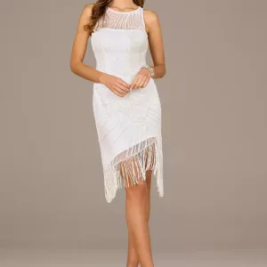 Lara Jupiter Beaded Fringe Sleeveless Short Dress