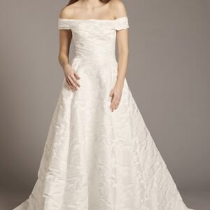 Off-the-Shoulder Jacquard Ball Gown Wedding Dress