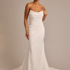 Strapless Draped Satin Mermaid Wedding Dress