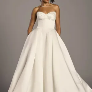 Strapless Satin Basque Waist Ball Gown