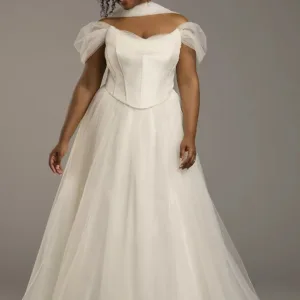 Taffeta Basque Waist A-Line Wedding Dress