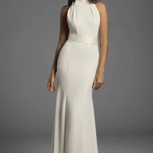 White by Vera Wang Crepe High Neck Wedding Dress