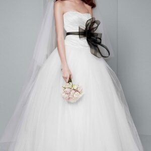 White by Vera Wang Draped Taffeta Wedding Dress