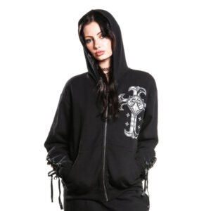 Women's hoodie AFFLICTION - STUNT DOUBLE - BLACK - AW28378-BK - Metal-shop.eu