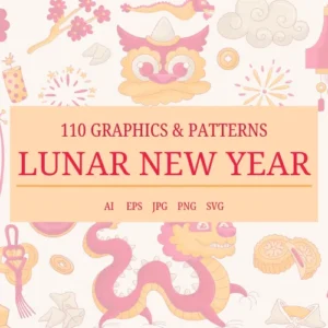 100+ Lunar New Year Graphics & Patterns Bundle | Extended License