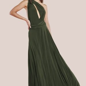 Goddiva Multiway Tie-Up Maxi Dress - Olive