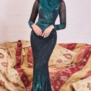 Goddiva Modesty Starburst Sequin Maxi Dress - Emerald