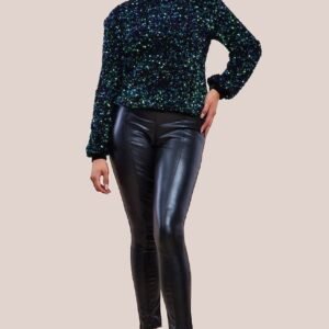 Goddiva Multi Sequin Velvet Sweater -  Emerald Green