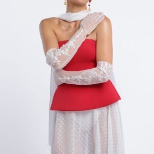 Goddiva Floral Embroidered Mesh Gloves