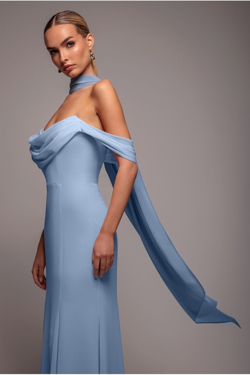 Goddiva Chiffon Scarf – Dusky Blue
