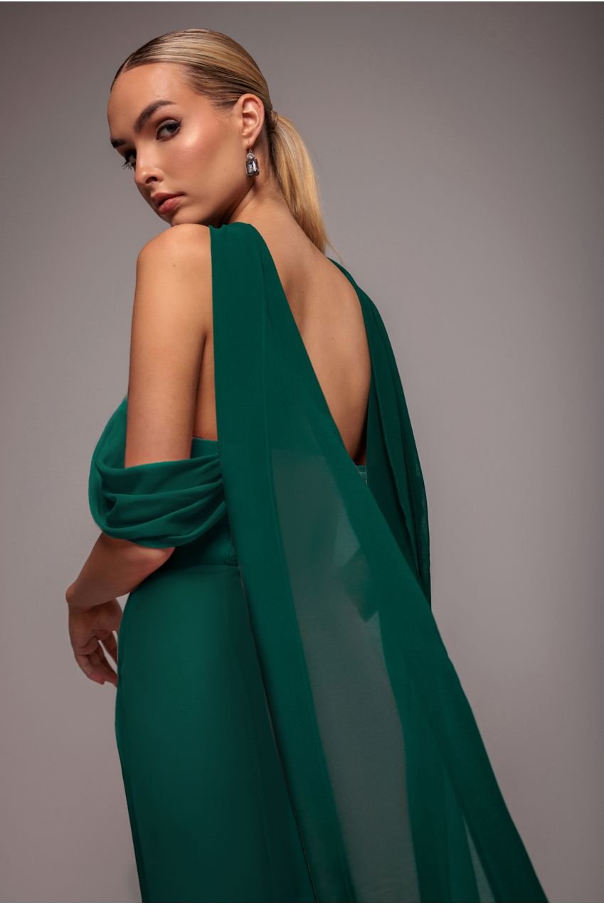 Goddiva Chiffon Scarf – Emerald Green