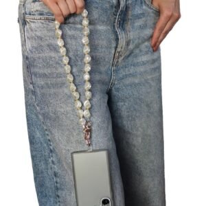 Goddiva Accessories Pearl Barok Phone Strap - White