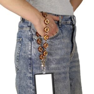 Goddiva Accessories Acrylic Metal Chain Phone Strap - Brown