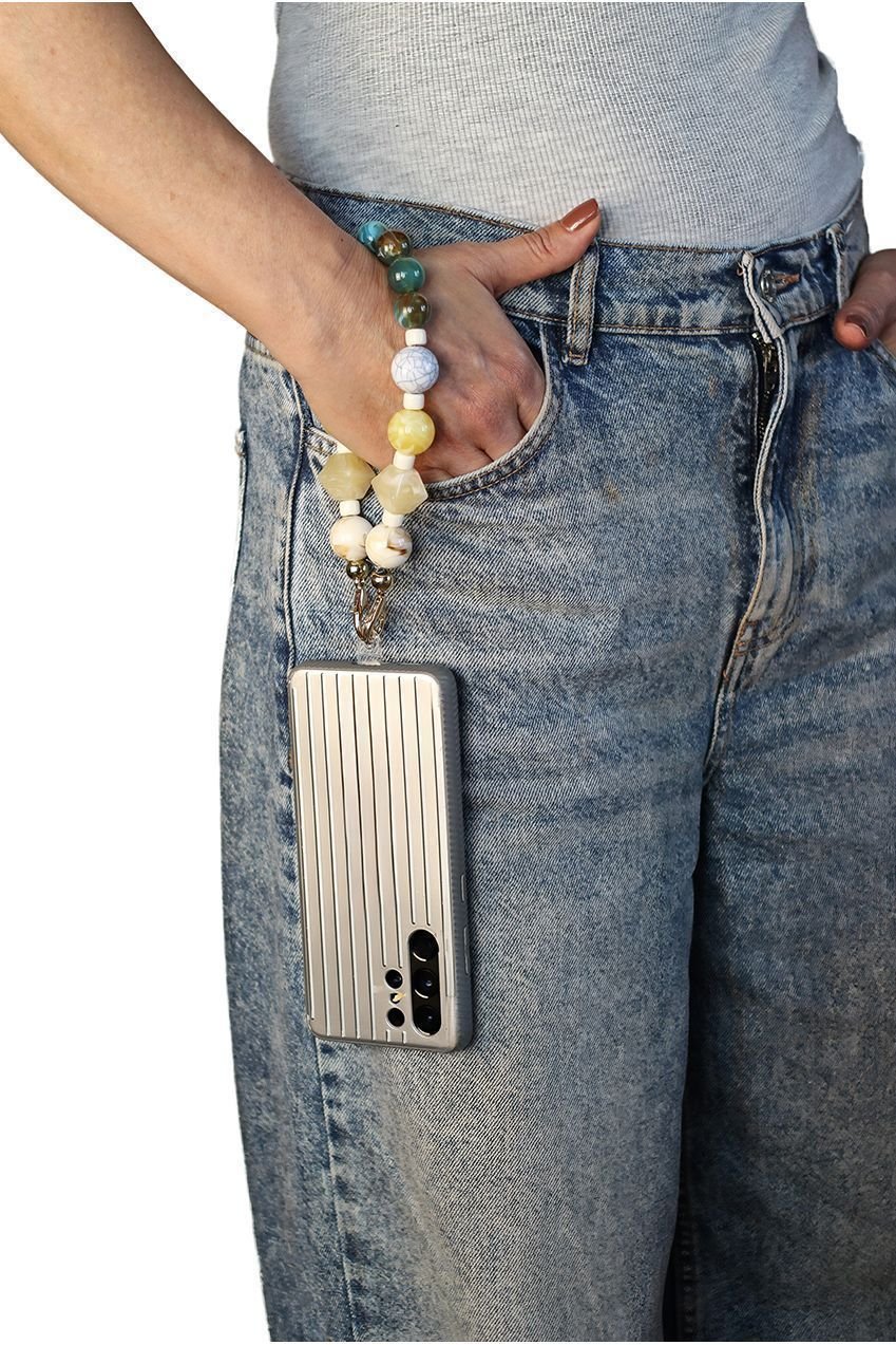 Goddiva Accessories Acrylic Rhombohedral Crystal & Ball Phone Strap – Multicolour