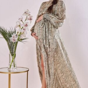Goddiva Maternity Chiffon Printed Maxi Snake Print