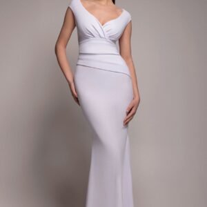 Goddiva Bardot Pleated Maxi Dress - White