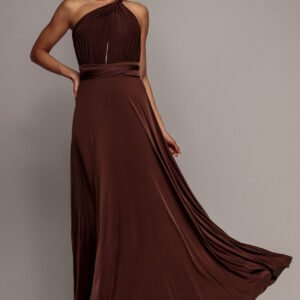Goddiva Multiway Tie-Up Maxi Dress - Dark Brown
