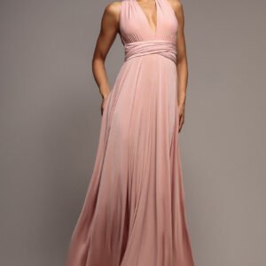 Goddiva Multiway Tie-Up Maxi Dress - Blush Pink