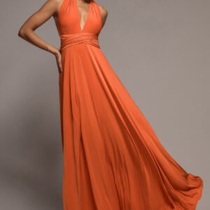 Goddiva Multiway Tie-Up Maxi Dress - Orange