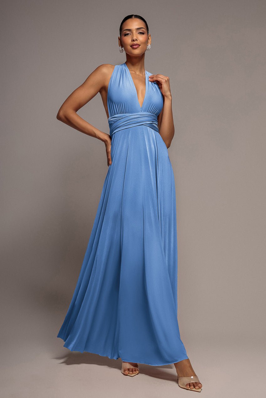 Goddiva Multiway Tie-Up Maxi Dress – Powder Blue