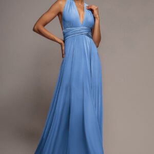 Goddiva Multiway Tie-Up Maxi Dress - Powder Blue