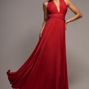 Goddiva Multiway Tie-Up Maxi Dress - Red