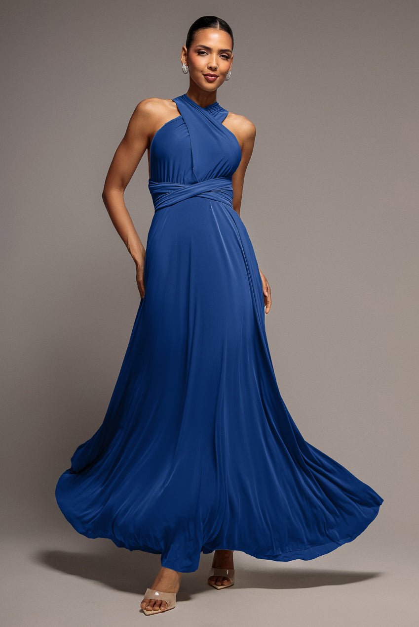 Goddiva Multiway Tie-Up Maxi Dress – Royal Blue