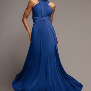Goddiva Multiway Tie-Up Maxi Dress - Royal Blue