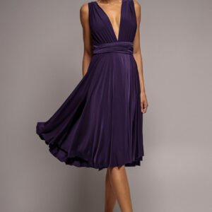 Goddiva Soft Touch Multi Way Open Back Midi Dress - Aubergine