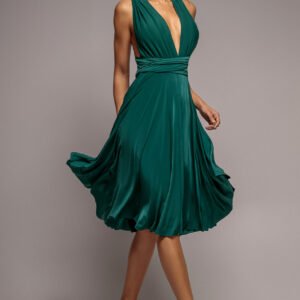 Goddiva Soft Touch Multi Way Open Back Midi Dress - Emerald Green