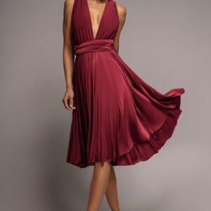 Goddiva Soft Touch Multi Way Open Back Midi Dress - Berry