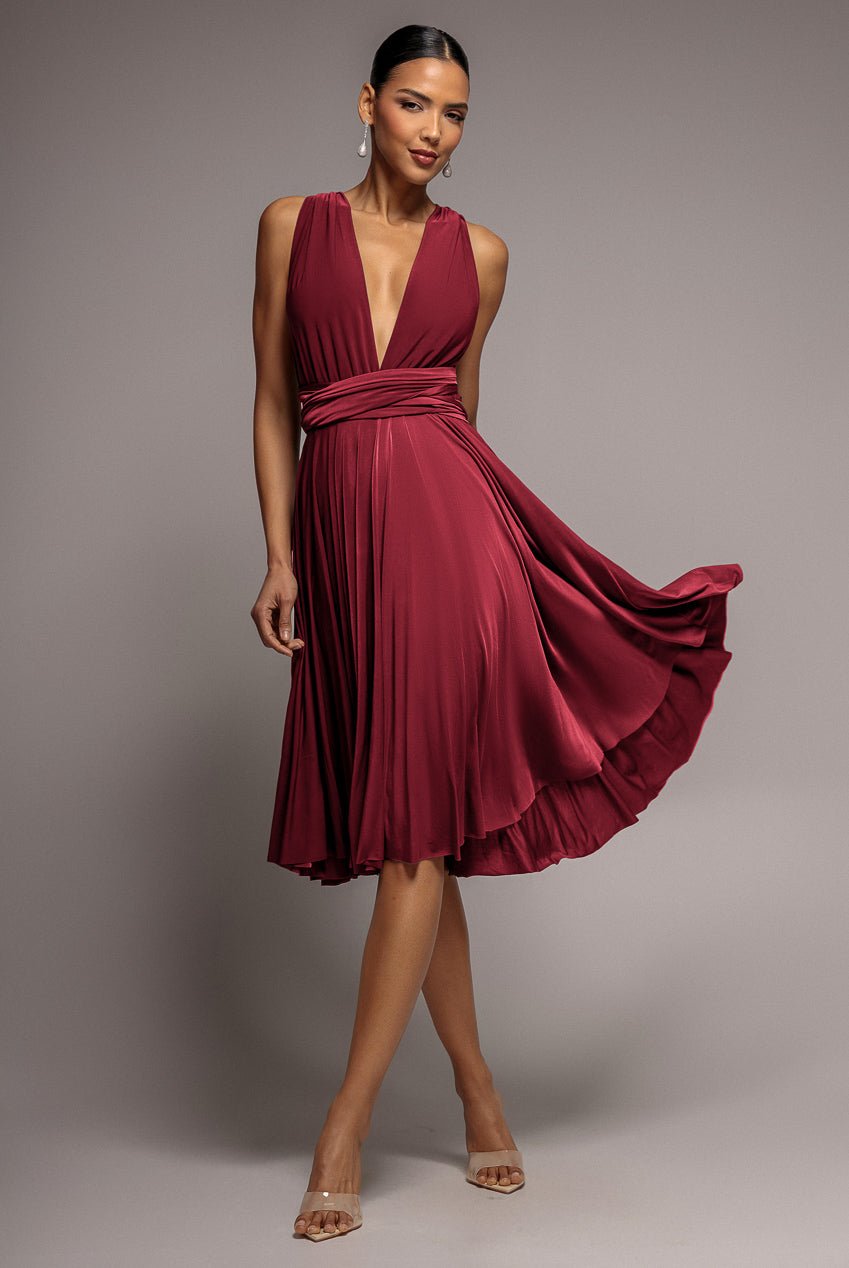 Goddiva Soft Touch Multi Way Open Back Midi Dress – Berry
