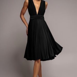 Goddiva Soft Touch Multi Way Open Back Midi Dress - Black
