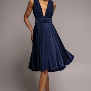 Goddiva Soft Touch Multi Way Open Back Midi Dress - Navy Blue